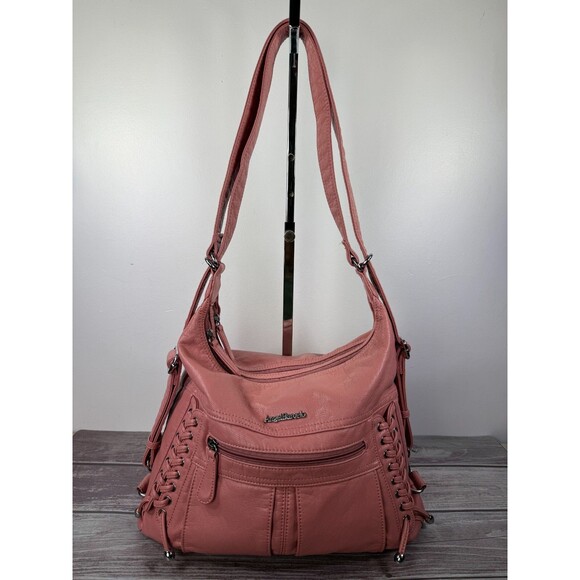 Pink and Silver Slouchy Shoulder Bag with Tassels - Picture 2 of 16